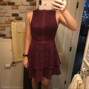 Maroon High Neck Dress